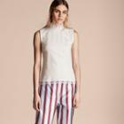 Burberry Sleeveless Ruff Collar Tulle Top