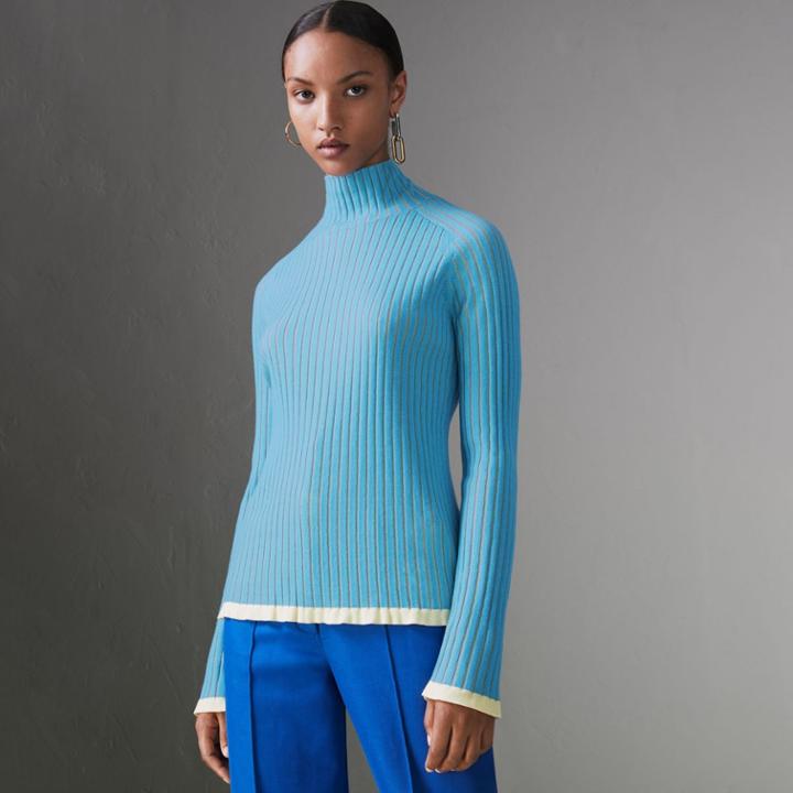 Burberry Burberry Silk Cashmere Turtleneck Sweater, Size: Xxl, Blue
