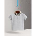 Burberry Burberry Check Collar Cotton Polo Shirt, Size: 18m, Grey