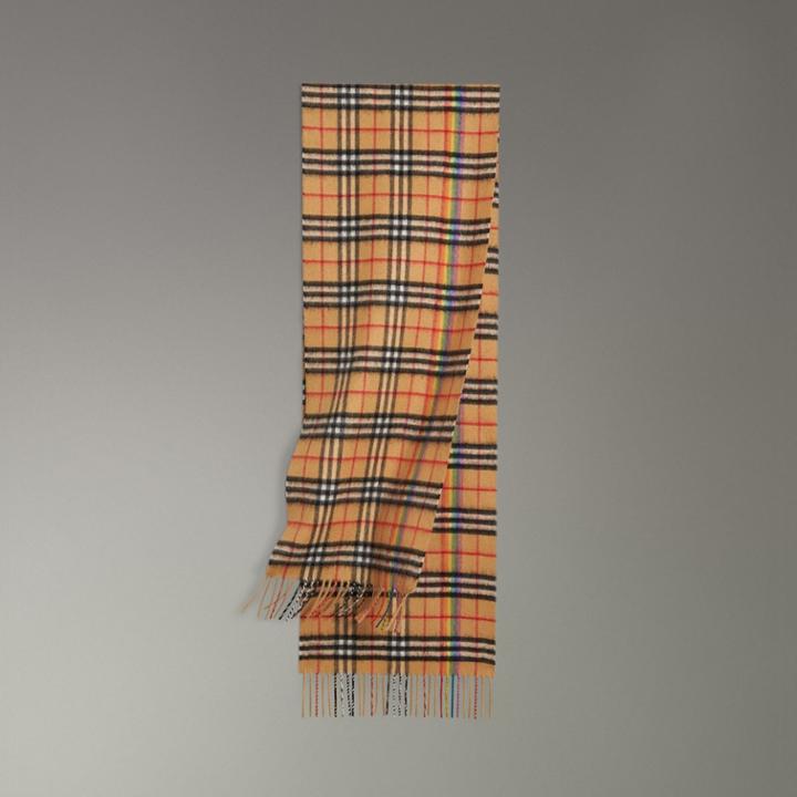 Burberry Burberry The Classic Rainbow Vintage Check Cashmere Scarf, Yellow