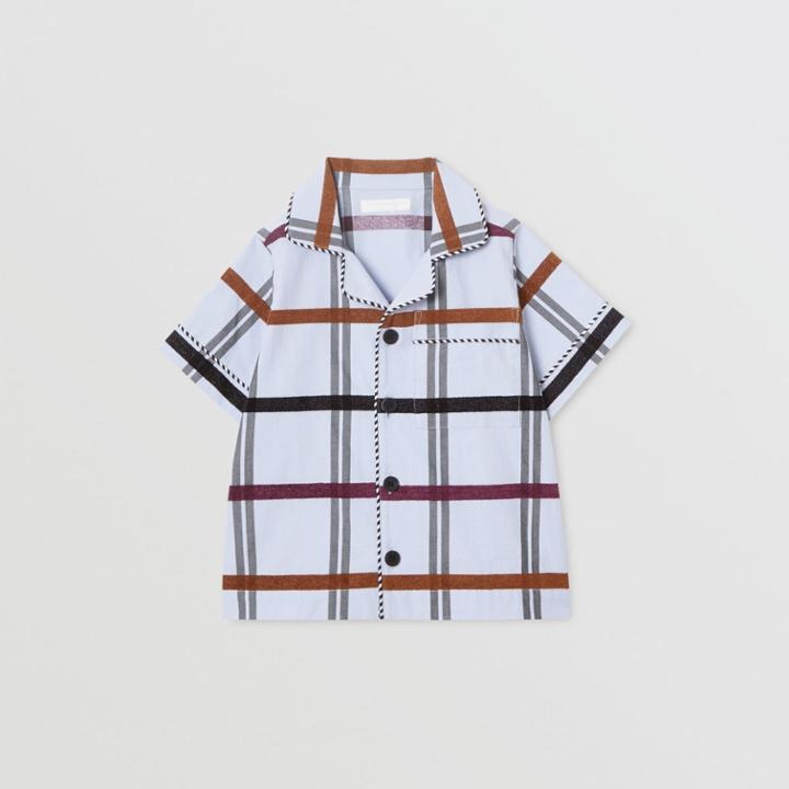 Burberry Burberry Childrens Short-sleeve Windowpane Check Cotton Shirt, Size: 10y, Blue
