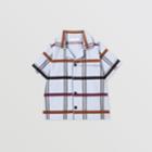 Burberry Burberry Childrens Short-sleeve Windowpane Check Cotton Shirt, Size: 10y, Blue