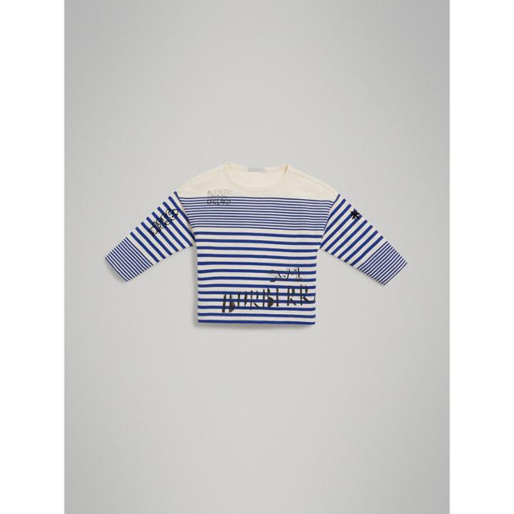 Burberry Burberry Sw1 Print Striped Cotton Top, Size: 10y