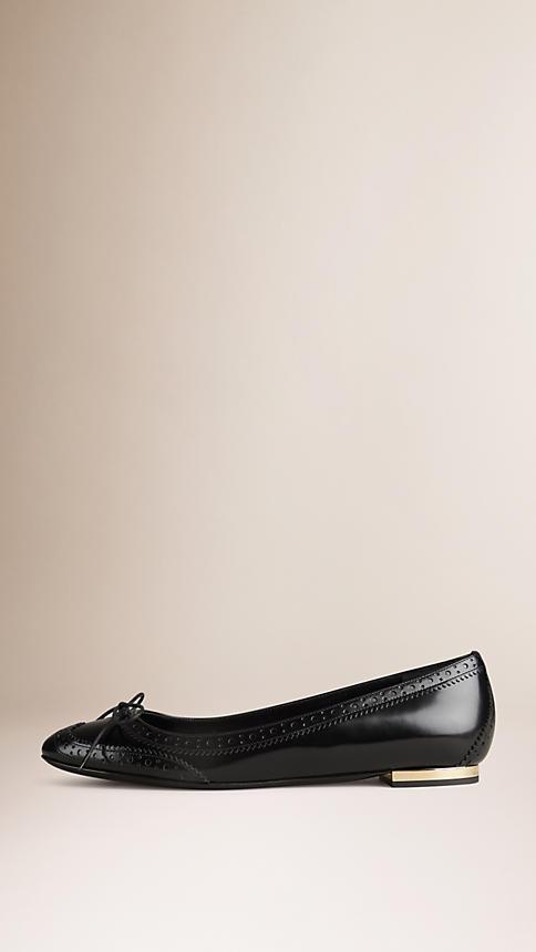 Burberry Brogue Detail Leather Ballerinas