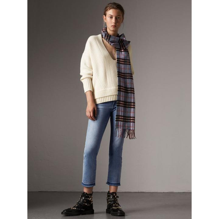 Burberry Burberry Slim Fit Frayed Cropped Jeans, Size: 28, Blue