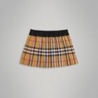 Burberry Burberry Pleated Vintage Check Cotton Skirt, Size: 12m, Yellow