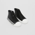 Burberry Burberry Childrens Logo Print Two-tone Leather High-top Sneakers, Size: 27, Black