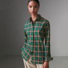 Burberry Burberry Check Cotton Shirt, Size: 06, Green