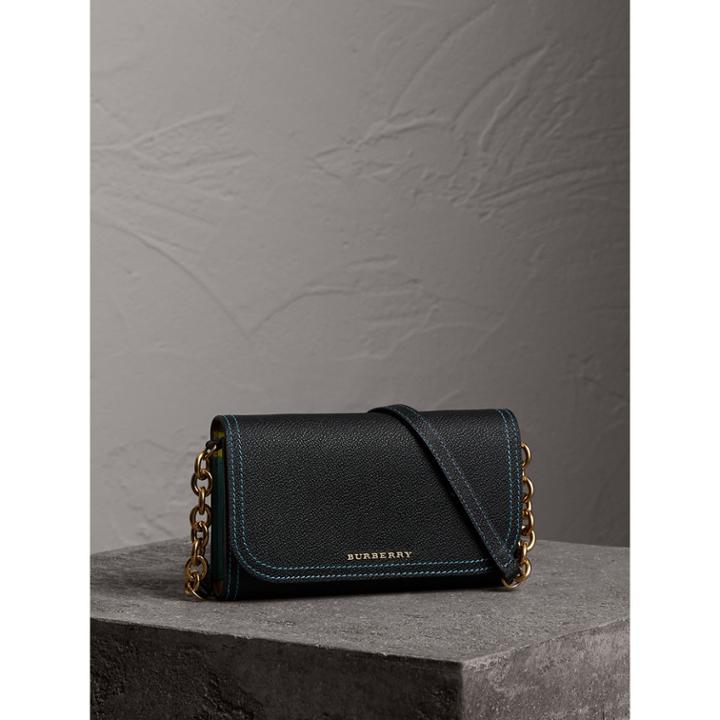 Burberry Burberry Topstitch Detail Leather Wallet With Detachable Strap