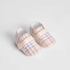 Burberry Burberry Childrens Check Cotton And Leather Shoes, Size: 19, Beige