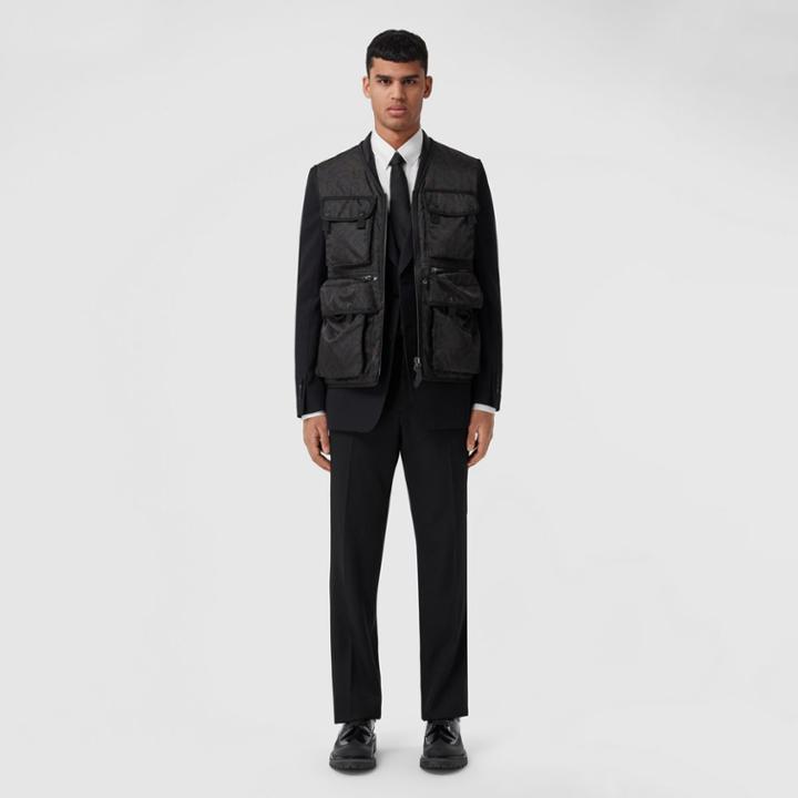 Burberry Burberry Silk Satin Collar Grain De Poudre Tailored Jacket, Size: 46