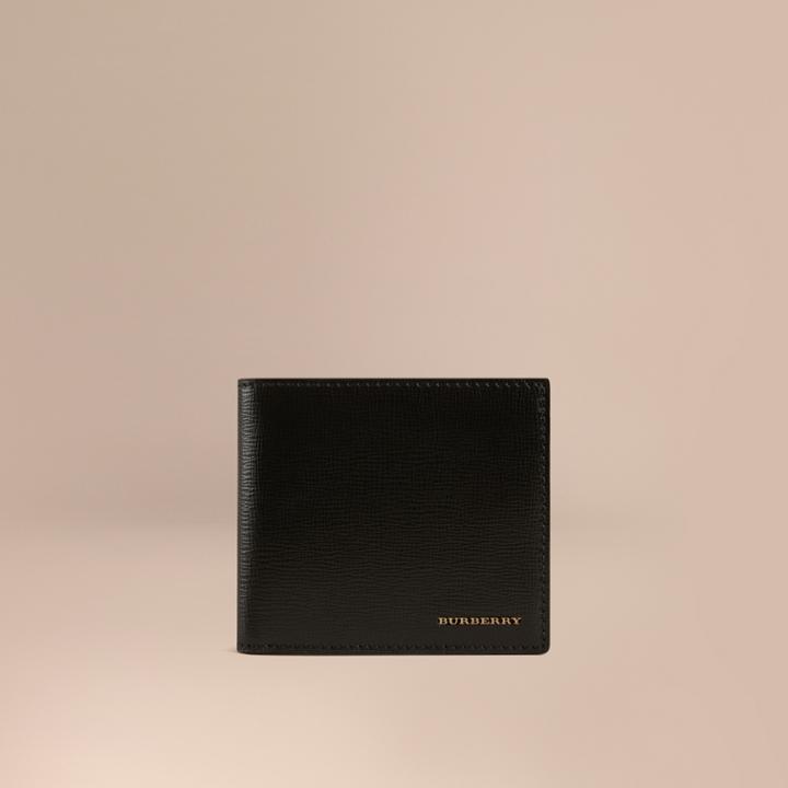 Burberry Burberry London Leather Folding Coin Wallet, Black
