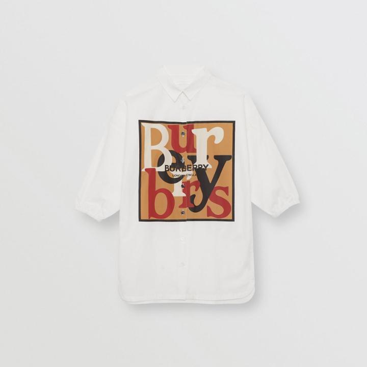 Burberry Burberry Childrens Logo And Archive Scarf Print Cotton Shirt Dress, Size: 12y, White
