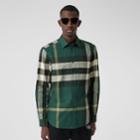 Burberry Burberry Check Cotton Flannel Shirt, Size: M, Green