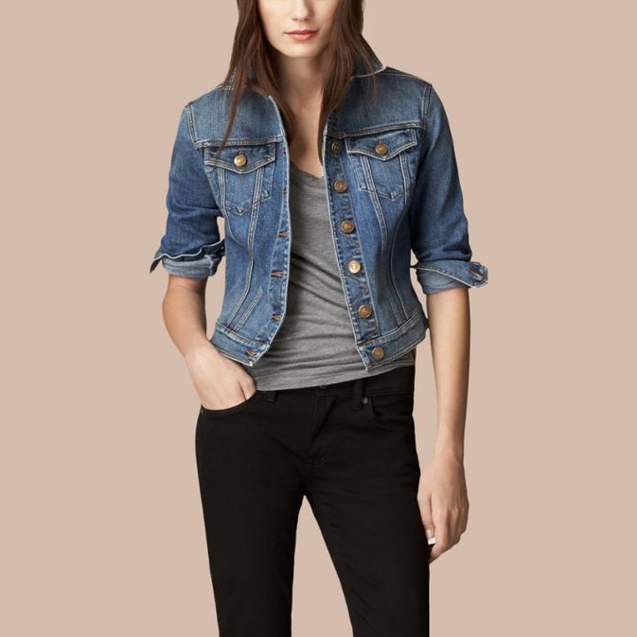 Burberry Burberry Check Undercollar Denim Jacket, Blue
