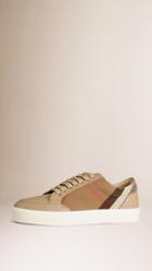 Burberry House Check And Leather Sneakers