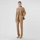 Burberry Burberry Cotton Linen Tailored Trousers, Size: 00, Brown