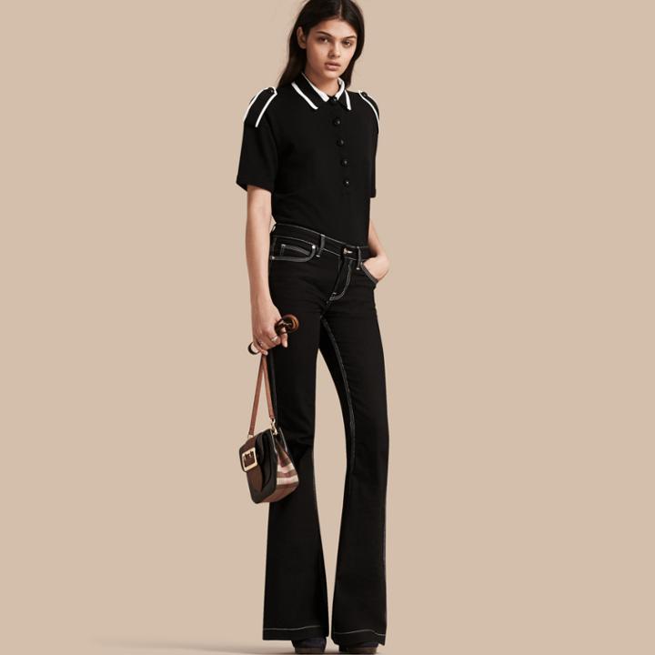 Burberry Burberry Flared Stretch Denim Low Rise Jeans, Size: 26, Black
