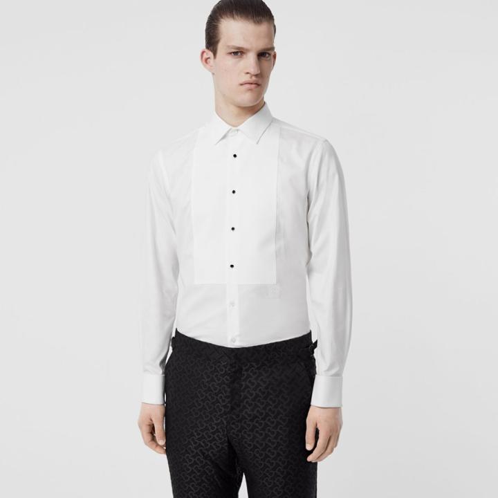 Burberry Burberry Panelled Bib Cotton Oxford Dress Shirt, Size: 26, White