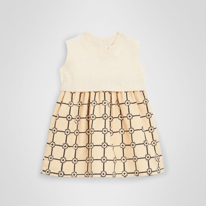 Burberry Burberry Childrens Knit Cashmere And Flower Print Cotton Dress, Size: 3m, White