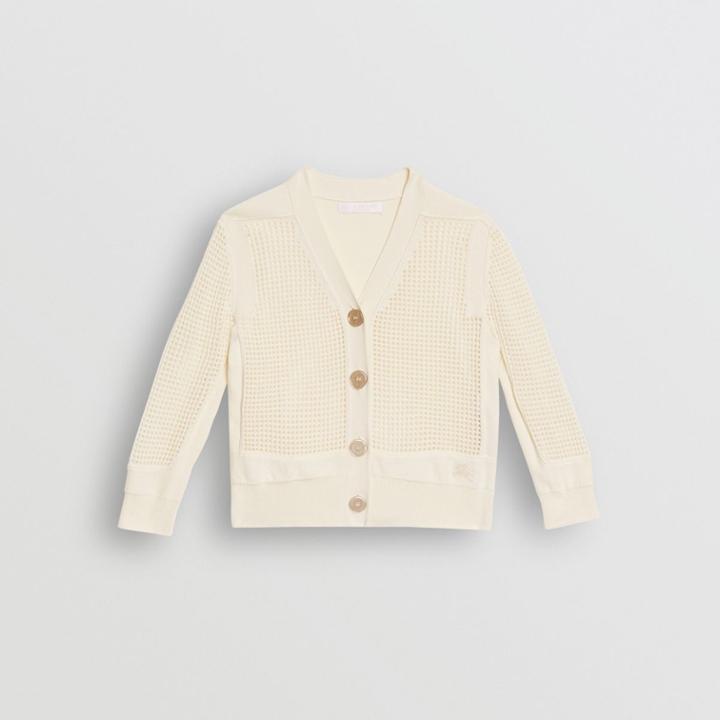 Burberry Burberry Childrens Open Knit Cotton V-neck Cardigan, Size: 12y, White