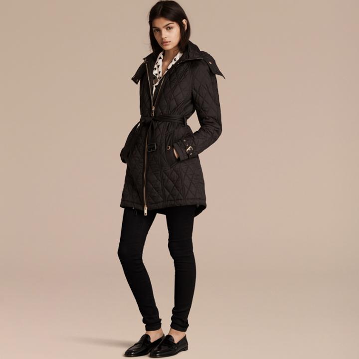 Burberry Burberry Diamond Quilted Showerproof Parka, Size: Xxl, Black