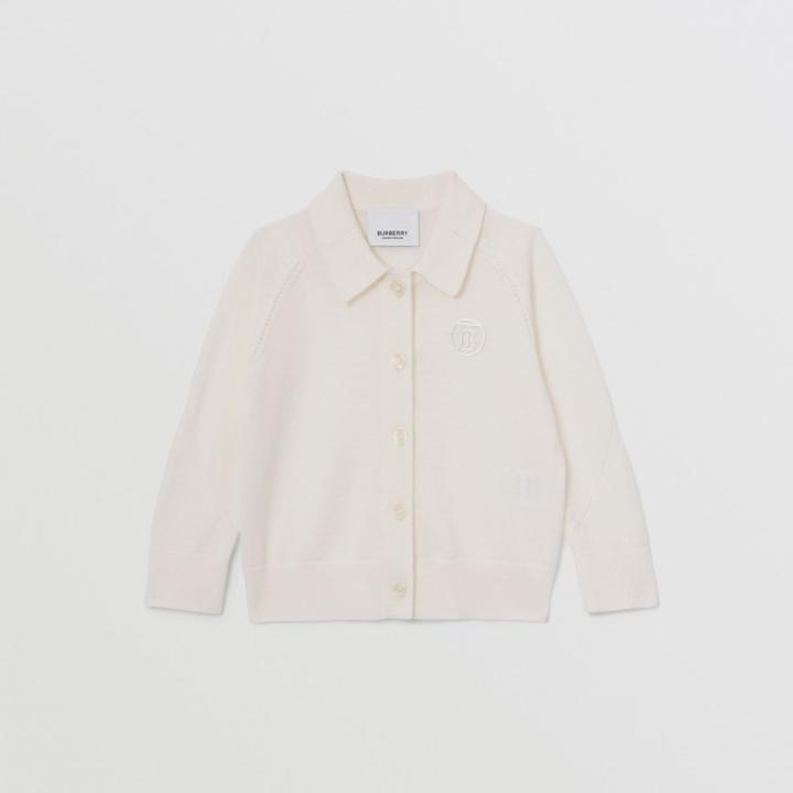 Burberry Burberry Childrens Crystal Monogram Motif Wool Cardigan, Size: 18m