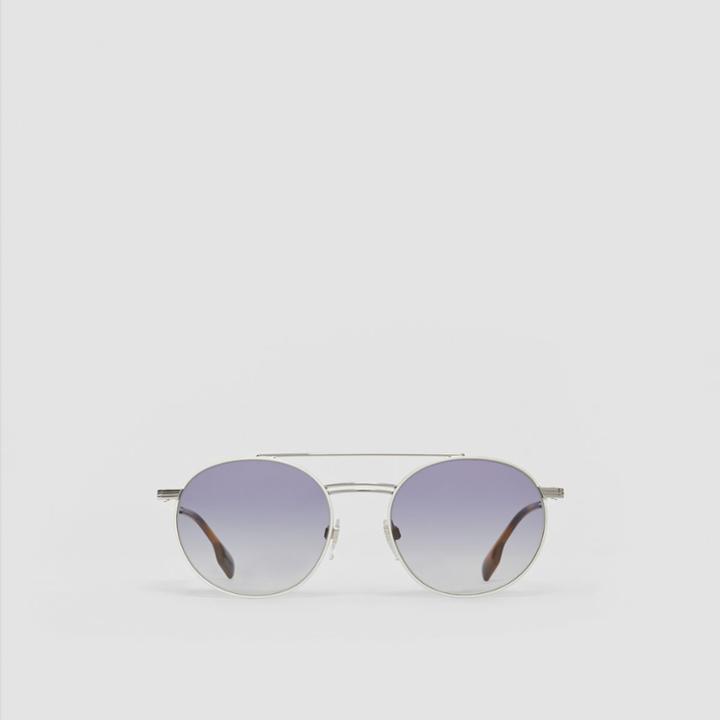 Burberry Burberry Top Bar Detail Round Frame Sunglasses, Grey
