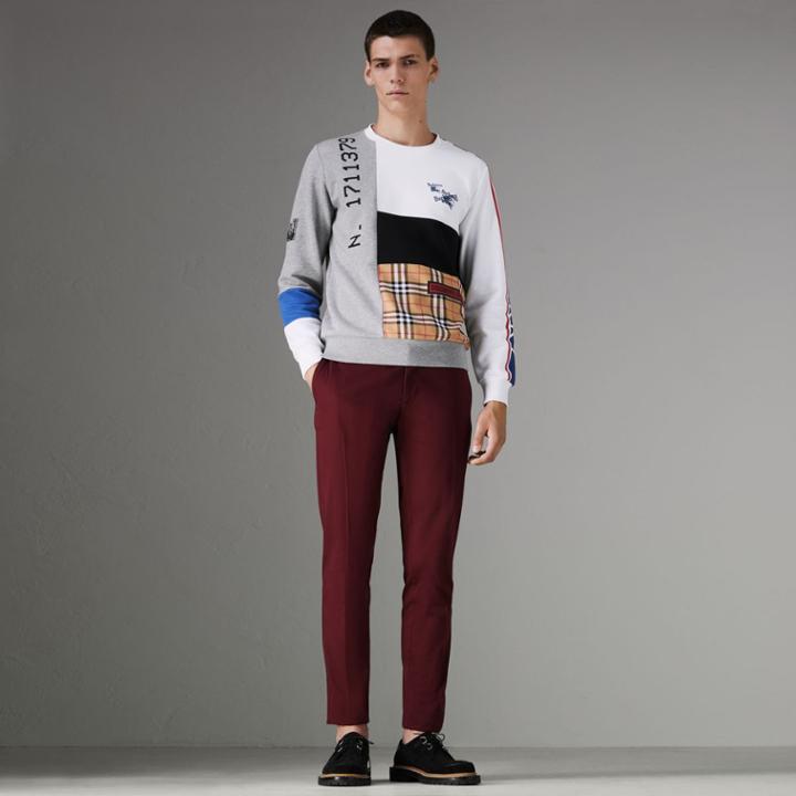 Burberry Burberry Archive Logo Panelled Cotton Sweatshirt, Size: Xxxl, Grey