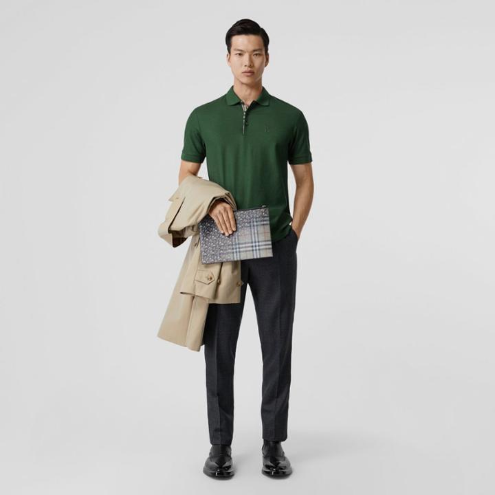 Burberry Burberry Monogram Motif Cotton Piqu Polo Shirt, Size: Xxxl, Green
