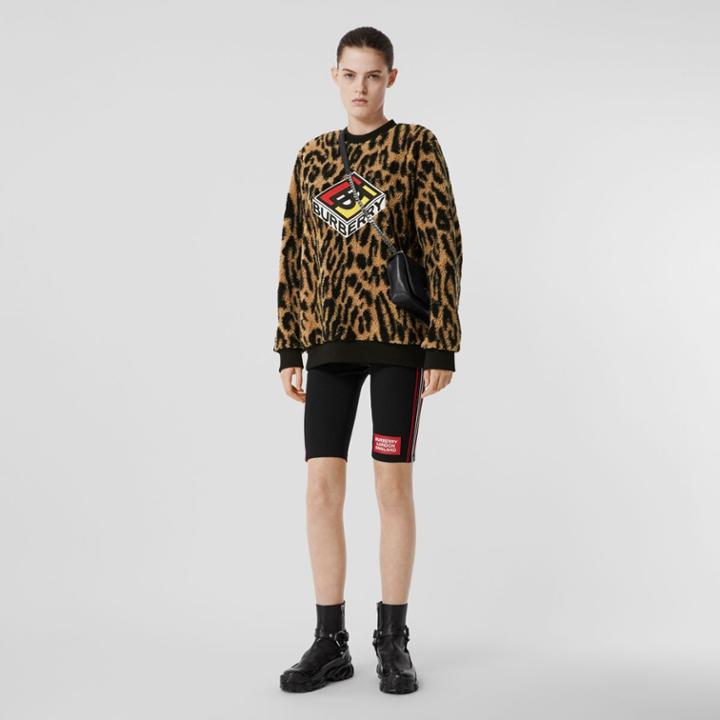 Burberry Burberry Logo Graphic Leopard Fleece Jacquard Sweatshirt, Size: M, Yellow