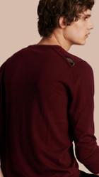 Burberry Lightweight Crew Neck Cashmere Sweater With Check Trim