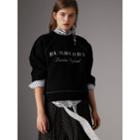 Burberry Burberry Topstitch Detail Wool Cashmere Blend Sweater, Black