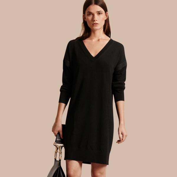 Burberry Lace-trimmed Merino Wool Dress
