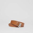 Burberry Burberry Monogram Motif Topstitched Leather Belt, Size: 100, Brown