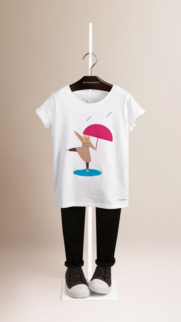 Burberry Burberry Childrens Trench Girl Graphic Cotton T-shirt, Size: 8y, White