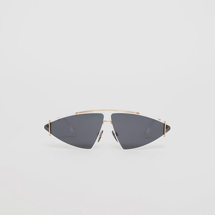 Burberry Burberry Gold-plated Triangular Frame Sunglasses, White