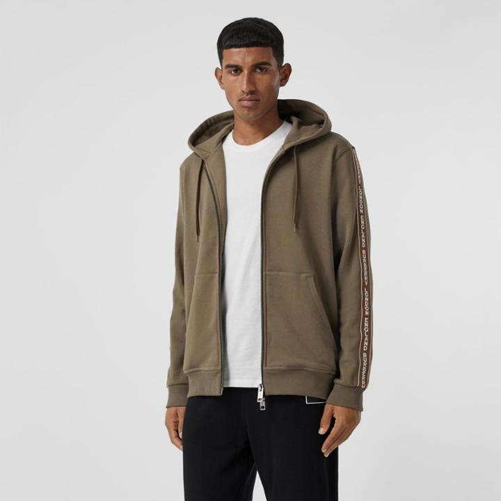 Burberry Burberry Logo Tape Cotton Hooded Top, Size: Xxs