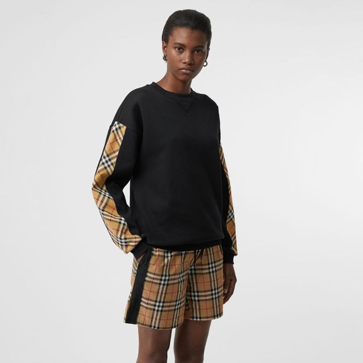 Burberry Burberry Vintage Check Detail Jersey Sweatshirt, Black