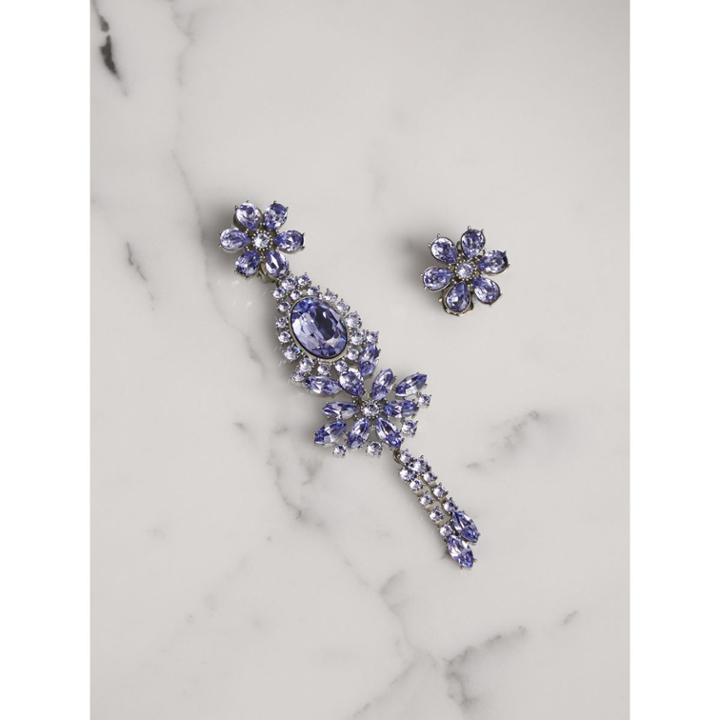 Burberry Burberry Crystal Drop Earring And Stud Set, Purple