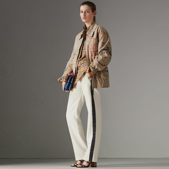 Burberry Burberry Sport Stripe Silk Wool Sweatpants, Size: 06, White