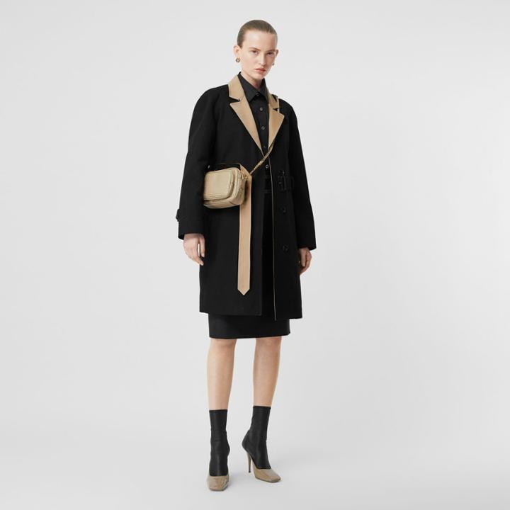 Burberry Burberry Leather Harness Detail Wool Pencil Skirt, Size: 00, Black