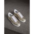Burberry Burberry Metallic Check-quilted Leather Trainers, Size: 38, Yellow