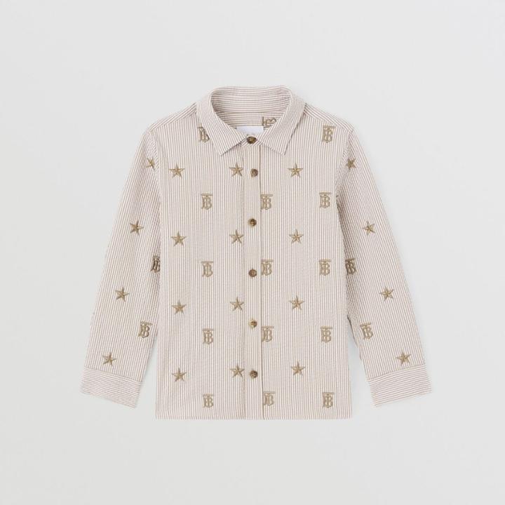 Burberry Burberry Childrens Star And Monogram Motif Striped Cotton Blend Shirt, Size: 10y