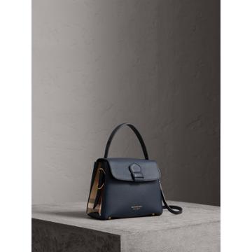 Burberry Burberry Small Grainy Leather And House Check Tote Bag, Blue