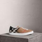 Burberry Burberry House Check And Leather Sneakers, Size: 39, Black