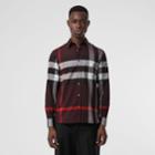 Burberry Burberry Check Stretch Cotton Shirt, Size: L, Deep Claret