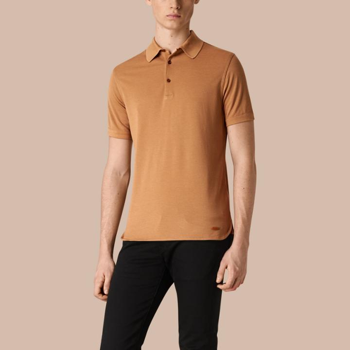 Burberry Burberry Silk Cotton Polo Shirt, Brown