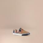 Burberry Burberry House Check Cotton Slip-on Trainers, Size: 27, Blue