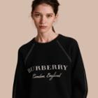 Burberry Burberry Topstitch Detail Wool Cashmere Blend Sweatshirt, Black